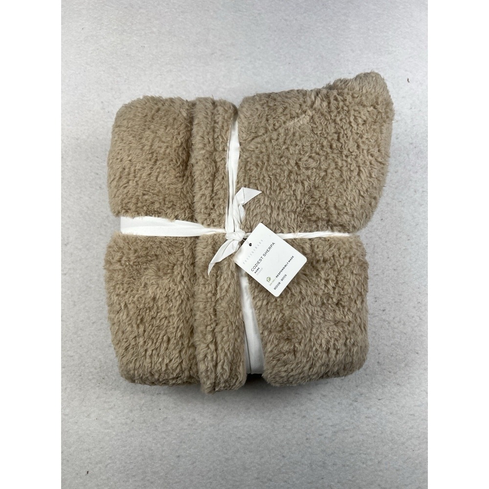 NEW; Pottery Barn Coziest Sherpa Robe Tan Medium Unisex
